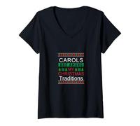 Femme Citation amusante de blague de Noël 2025 pour les amateurs de chants de Noël T-Shirt avec Col en V
