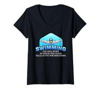 Femme Citation Amusante de Coach de Natation hurle à Vous pour la Respiration T-Shirt avec Col en V