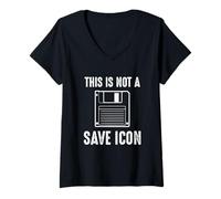 Femme Citation Amusante de Computer Nerd - This is Not a Save Icon T-Shirt avec Col en V