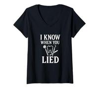 Femme Citation amusante de dentiste I Know When You Lied T-Shirt avec Col en V