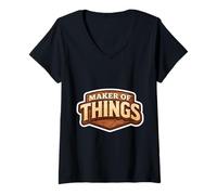 Femme Citation Amusante de Menuisier Maker of Things T-Shirt avec Col en V
