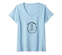 Femme Citation Amusante de poterie, Dicton Amusant pour céramiste ou potier T-Shirt avec Col en V