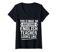 Femme Citation amusante de professeur d'anglais Awesome English Teacher T-Shirt avec Col en V