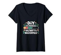 Femme Citation Amusante Diy Upcycling Maker T-Shirt avec Col en V