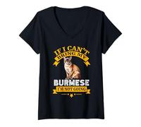 Femme Citation Amusante du propriétaire de Chat Birman If I Can't Bring My Burmese T-Shirt avec Col en V