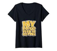 Femme Citation Amusante pour Amoureux de caféine My Blood Type is Coffee T-Shirt avec Col en V