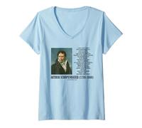 Femme Citation Arthur Schopenhauer Achievement Talent Versus Genius T-Shirt avec Col en V