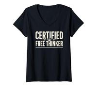Femme Citation certifiée Libre penseur rationnel sceptique Libre T-Shirt avec Col en V