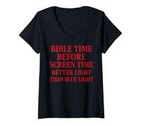 Femme Citation chrétienne du Temps de la Bible Avant l'heure de l'écran T-Shirt avec Col en V
