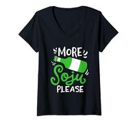 Femme Citation coréenne Amusante sur Le Soju à Boire dans Un Bar coréen, fête et Vie Nocturne T-Shirt avec Col en V