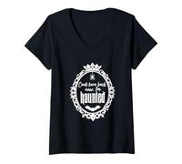 Femme Citation de Can't Turn Back Now I'm Haunted Halloween T-Shirt avec Col en V