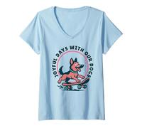 Femme Citation de Chien Berger Allemand Patinage 2026 T-Shirt avec Col en V