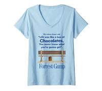 Femme Citation de Forrest Gump Life Was Like A Box Of Chocolates T-Shirt avec Col en V
