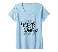Femme Citation de Hold on God Knows What He's Doing Christian T-Shirt avec Col en V