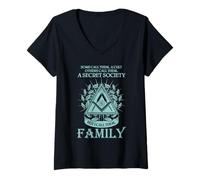 Femme Citation de la Franc-maçon Family Society Design Franc-maçonnerie T-Shirt avec Col en V