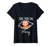 Femme Citation de l'annonce de Grossesse pour Future Maman T-Shirt avec Col en V