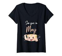 Femme Citation de l'annonce de Grossesse pour Future Maman T-Shirt avec Col en V
