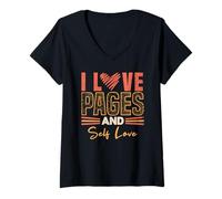 Femme Citation de Lecture d'amateur de Livres pour l'amour de soi et Les Pages T-Shirt avec Col en V