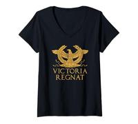 Femme Citation de l'empire Romain Victoria Regnat Aquila T-Shirt avec Col en V