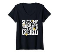 Femme Citation de Mariage She's My Friend-Wife Don't Make It Weird T-Shirt avec Col en V