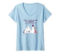 Femme Citation de Moomin Be Brave The Memoires of Moominpappa T-Shirt avec Col en V