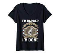 Femme Citation de Motivation Barber I Stop When I'm Done Design T-Shirt avec Col en V