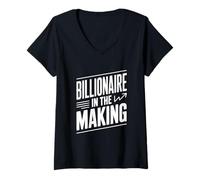 Femme Citation de Motivation Billionaire in The Making T-Shirt avec Col en V