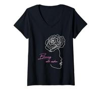 Femme Citation de Motivation Fille Positive T-Shirt avec Col en V