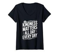 Femme Citation de Motivation Kindness Matters All Day Every Day T-Shirt avec Col en V