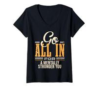 Femme Citation de Motivation pour Professeur d'entrepreneur Stronger You T-Shirt avec Col en V