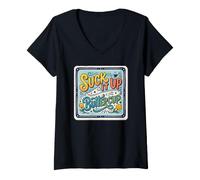 Femme Citation de Motivation Suck It Up Buttercup T-Shirt avec Col en V