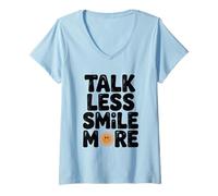 Femme Citation de Motivation Talk Less Smile More T-Shirt avec Col en V