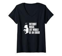 Femme Citation de Nietzsche: La vie sans musique serait une erreur T-Shirt avec Col en V
