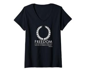 Femme Citation de Périclès sur la liberté de la démocratie athénienne Grecque Antique T-Shirt avec Col en V