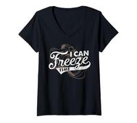 Femme Citation de Photographie I Can Freeze Time T-Shirt avec Col en V