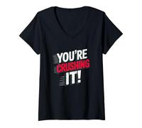 Femme Citation de réussite motivante You're Crushing It T-Shirt avec Col en V