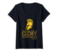 Femme Citation de Socrate sur la Gloire - Philosophie Grecque Antique Classique T-Shirt avec Col en V