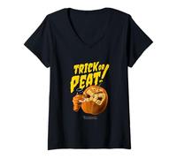 Femme Citation de Whisky Halloween Trick Or Peat Citrouille T-Shirt avec Col en V