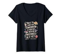 Femme Citation Demain Amoureux des Livres Anne Shirley T-Shirt avec Col en V