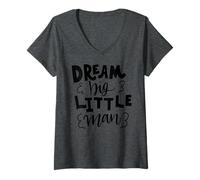 Femme Citation Dream Big Little Man Père pour garçons et Enfants T-Shirt avec Col en V