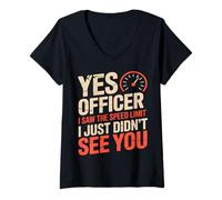 Femme Citation drôle de Voiture pour excès de Vitesse T-Shirt avec Col en V