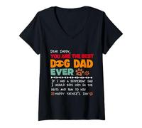 Femme citation drôle Happy fathers day from dog treats to dad T-Shirt avec Col en V