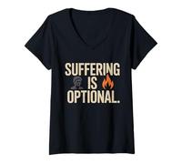 Femme Citation du philosope stoïcien de Motivation Stoïcisme Souffrance T-Shirt avec Col en V