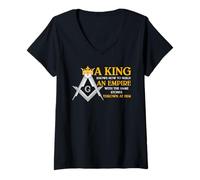 Femme Citation du Roi Franc-maçon Construire Un Empire T-Shirt avec Col en V