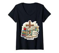 Femme Citation du Verset de la Bible Christian Teaching is My Ministry T-Shirt avec Col en V