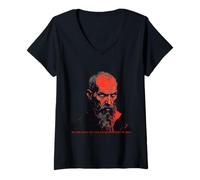 Femme Citation emblématique de Fëdor Dostoïevski T-Shirt avec Col en V