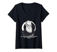 Femme Citation emblématique du Guerrier de Leo Tolstoï T-Shirt avec Col en V