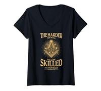 Femme Citation Franc-maçon Harder Road Skilled Traveler Freemasonry T-Shirt avec Col en V