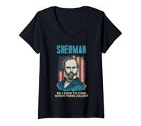 Femme Citation générale de Sherman Civil War History Come Down Again T-Shirt avec Col en V