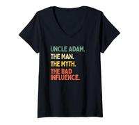 Femme Citation Humoristique de l'oncle Adam The Man The Myth The Bad Influence T-Shirt avec Col en V